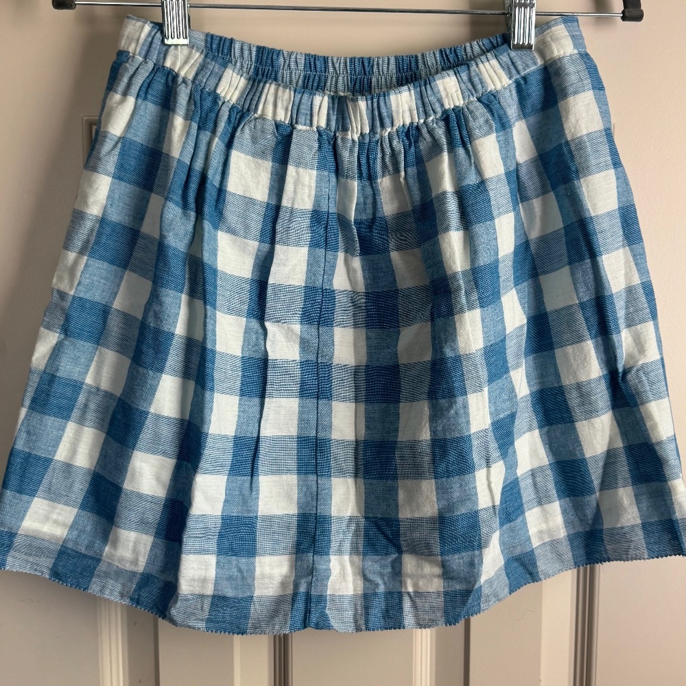 J.Crew Blue and White Gingham Skirt Mini Skirt - Size 0